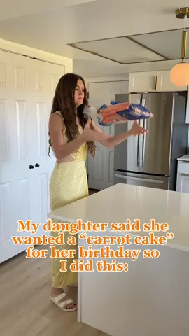 I dont think this is what she meant🥕👀 but she loved it and it made my kids laugh! #carrotcake #momtok #momhack 