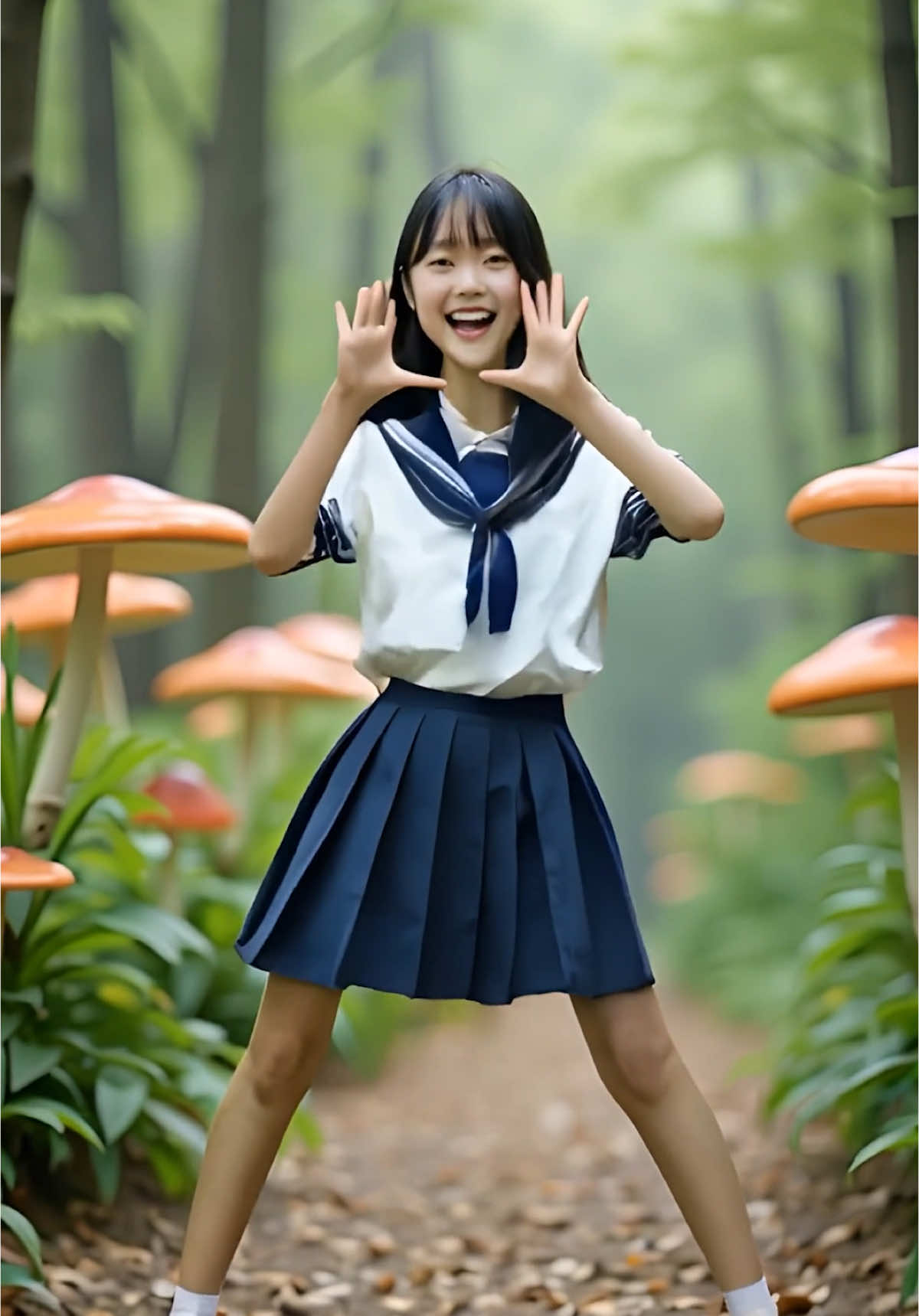 森の中でたまごっちダンス🐣踊ってみたよ🥳 #gogoたまごっち #おすすめ #fyp #女子高生 #制服 #AI