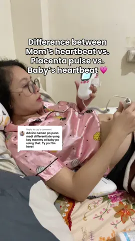 Replying to @czy here’s the different heartbeat/pulse sound mommy, how mom’s heartbeat differs to placenta pulse and baby’s heartbeat using a fetal doppler. 😊💗💓 #fetaldoppler #babyheartbeatmonitor #babyheartbeatdetector #fetaldopplerforpregnant #pregnant #fyp 