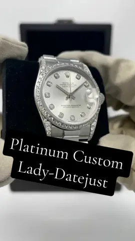 Gorgeous diamond bezel/lugs Rolex Lady-Datejust made entirely out of platinum! The silver diamond dial is a perfect fit! #rolex #watches #luxury #luxurywatch #fyp 