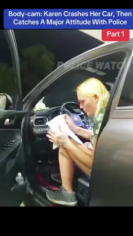 Body-cam: Karen Crashes Her Car, Then Catches A Major Attitude With Police #cops #copsoftiktok #police  #viral #usa #flyp 