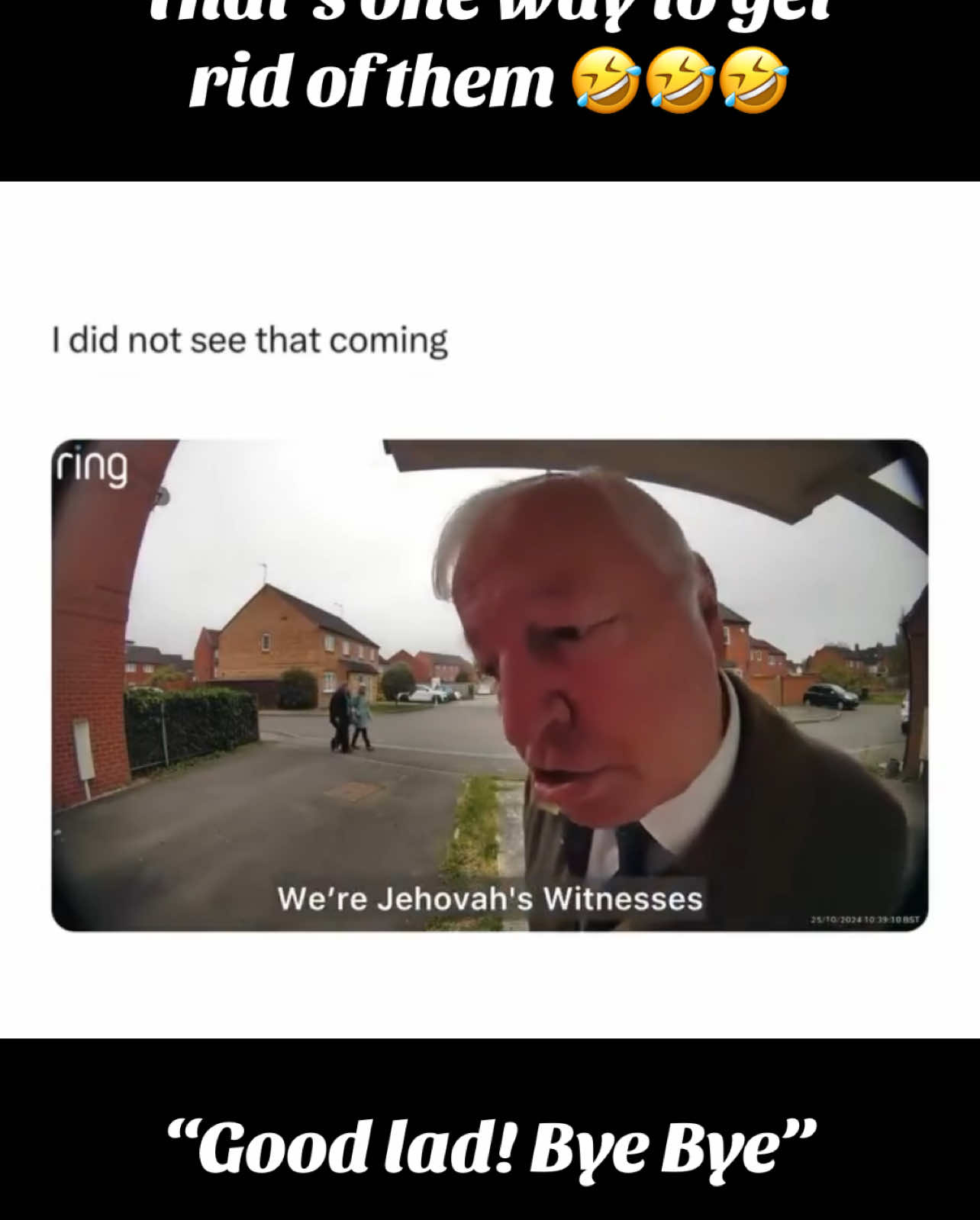 Brilliant 🤣🤣🤣 #ringdoorbell #funny #jehovahswitness #lol 