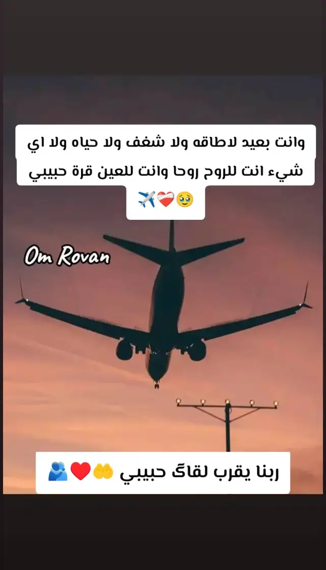 ربنا يقرب البعيد ويجمعنى بيک على خير يا عمري 🤲♥️♥️♥️✈️