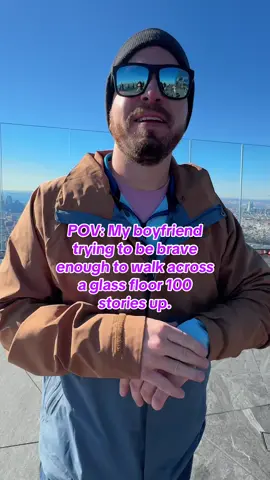 Clint’s turn! 😬 The Edge at 30 Hudson Yards is the highest sky deck in the Western Hemisphere, floating 100 stories up with 360-degree views. Look down through the glass floor, lean over angled walls, and cheers with a drink. 😬😅😱#hudsonyards #theedgenyc #skyscraper #glassfloor #heights #brave #nyc #rooftop #travel #crazy #fun #vacation #fallinnewyork #adventure 