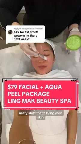 Replying to @devsymone Thanksgiving Deal: $79 Facial + Aqua Peel @lingmak5  Ling Mak Beauty Spa 📍 20 Pell St, New York, NY 10013  📞 CALL +1212-383-1988 TO BOOK 🌸 this might be the most afforodable aqua peel in NYC:  🦃 thanksgiving promo- $79 for a facial (1hr+) & aqua peel treatment.  1-1.5 hour facial (timing depends on how unclean your skin is) with all of the following: 	1.	Cleansing 	2.	Exfoliation 	3.	10-minute head, face, neck, shoulder, and chest massage 	4.	Facial steamer 	5.	Extractions 	6.	Eyebrow plucking 	7.	high frequency device 	8.	Hydrating mask 	9.	Serum 	10.	Moisturizer + Aqua Peel Treatment Add-on Pricing Packages: 🦃 Thanksgiving Deal: 1 facial + aqua peel treatment: $79 ✨ First time Facial: $49 ✨ 1 facial: $68 ✨ 3 session facial bundle: $175 ✨ 5 session facial bundle: $280 ✨ 10 session facial bundle: $550 Bring cash (it costs them & you extra to run a credit card charge) Note: This is not a fancy spa, but these ladies have been studying beauty services for a long time. the service, price, value, and length of time are unbeatable.  If you have a good experience, consider leaving a google review, it really helps! 💗 #nycfacial #affordablefacial