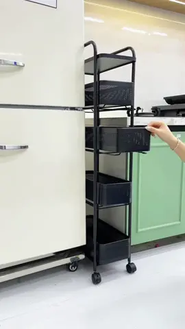 Each layer is drawer-type, and it is very convenient to move with pulleys. It can be placed in the gap of the refrigerator, and the storage capacity is really large!#NarrowGapPullBasket #NarrowGapStorage #RefrigeratorSideStorageRack