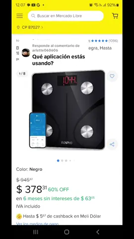 Respuesta a @arlette060606  Espero te sea últil la información  ♥️ la verdad esta báscula me encantó porque te da incluso el porcentaje de grasa, no se que tan certera sea, pero a mi me gustó. #bajardepeso #bascula #salud  #habitos #habitosaludables 