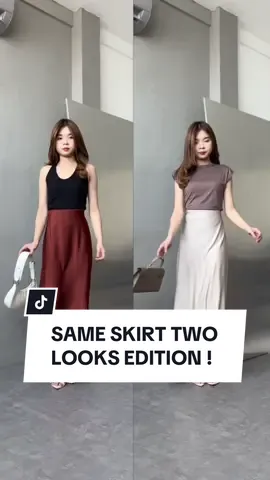 SAME SKIRT TWO LOOKS EDITION ! #georgioswomen #fakebody #superseru #outfitcheck #OOTD #rekomendasioutfit #serunyaberbagi #outfitcheck #belilokal #ttshoplocal #murahbanget #ootdsimple #outfitsimple #silkyskirt #mermaidskirt #skirt #rokwanita #roksiky 