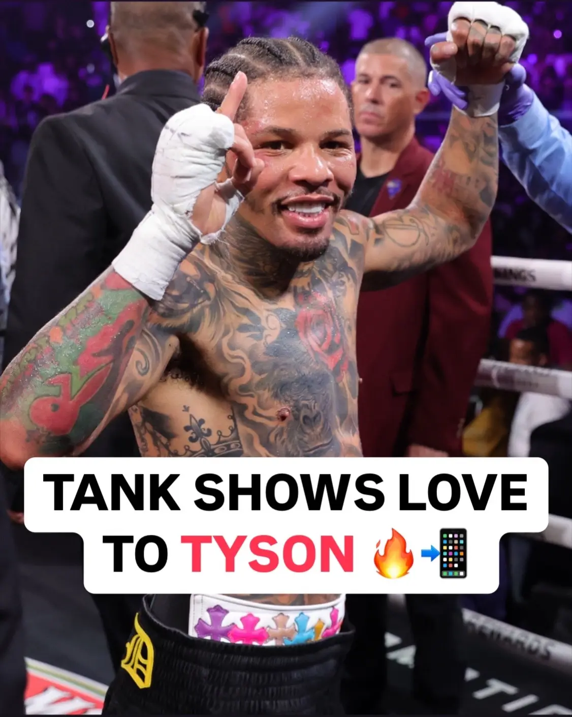 Tank showing love to Tyson after the fight 🔥 #gervontadavis #miketyson #boxing 