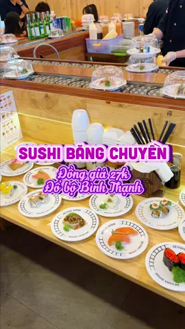 Sushi băng chuyền đồng giá 27k ngon rẻ với 60 món đổ bộ về Bình Thạnh #DenshaSushi #Sushibangchuyen #TikTokAwardsVN #reviewanngon #ancungtiktok #huongnoidian #tryitwithtiktok #LearnOnTikTok 