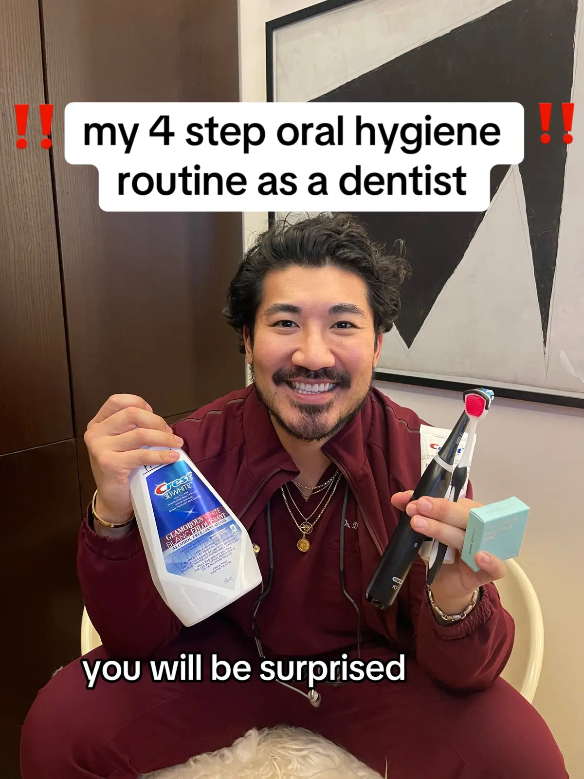 Your smile deserves the best care! 🦷✨ Here’s the ultimate 4-step routine for healthy teeth and gums: 1️⃣ Floss: Remove hidden debris between teeth. 2️⃣ Tongue Scrape: Clear bacteria and freshen breath. 3️⃣ Brush: Polish those pearly whites with fluoride toothpaste. 4️⃣ Mouthwash: Rinse away the rest for a complete clean! Follow these steps daily for a winning smile! 😁  #dental #dentist #dentistry 