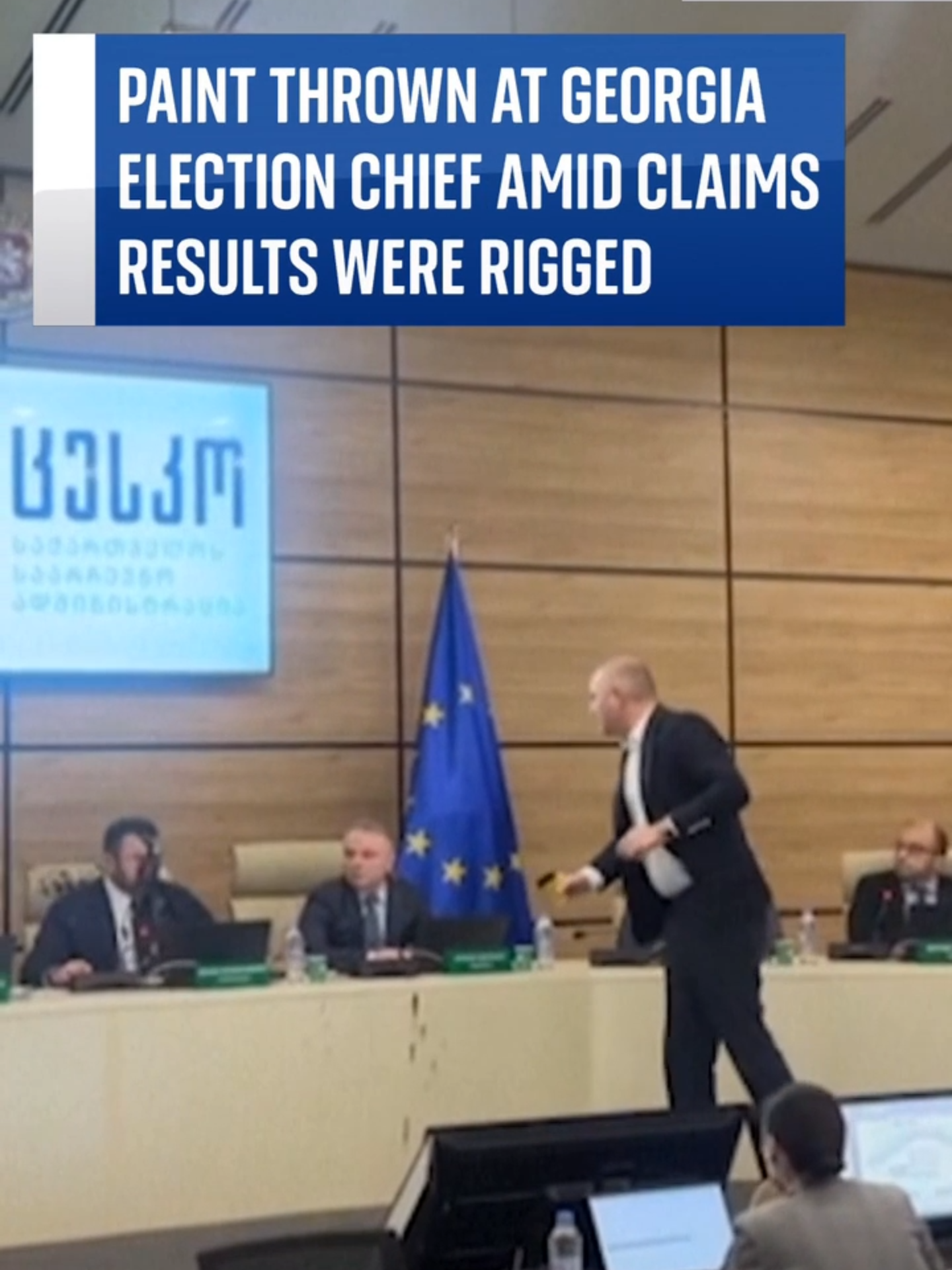 Paint thrown over #election chief amid claims of rigged election in Georgia