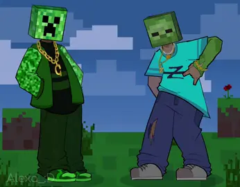 Creeper y Zombie versión raperos de los 2000 simplemente porque se me ocurrió a media noche 👍 (animación medio chuleta por hacerla en madrugada) . . . #viral #foryou #Minecraft #minecraftmemes #creeper #zombie #meme #animation #2000s #foryou #parati 