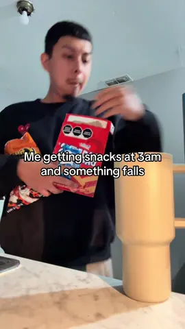 Me getting snacks at 3am and something falls #fyp #snacks #3am #eating #Viral #trending #relatable 