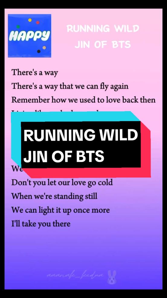 RUNNING WILD💜#jin #happyproject #boraheo💜💜 #foryoupage #btsarmy #lirikkpop 