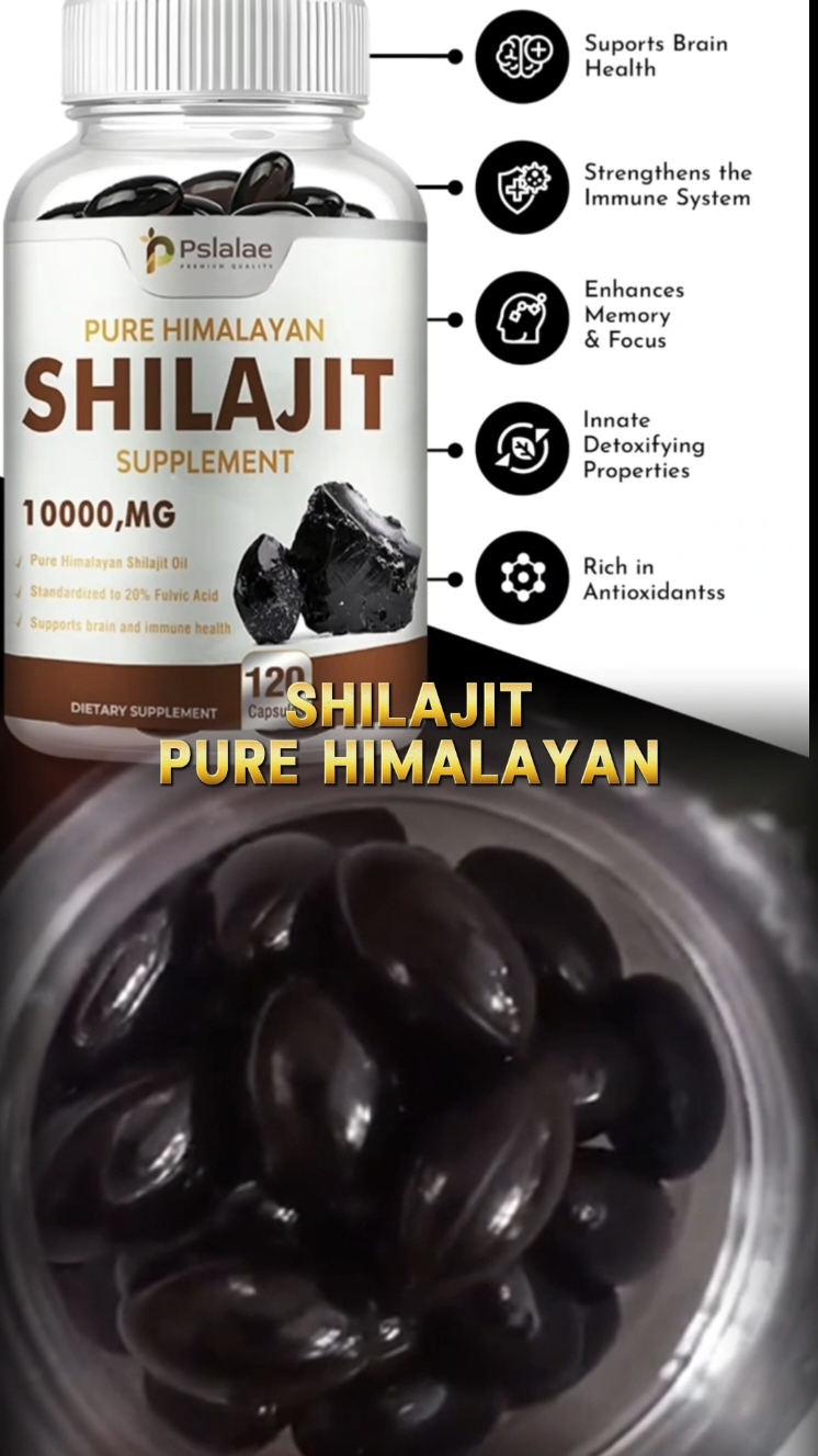 Shilajit dan Bahan Berpotensi Tinggi Lain, 120 Kapsul, Makanan Tambahan, Menyokong Kesihatan Otak dan Sistem Imun.  #shilajit #kesihatansistemimun #kesihatanotak #makanantambahan #vitaminharian #kesihatantubuh #kesihatanoptimum #supplementmalaysia #tenagaberkekalan #pilkesihatan 