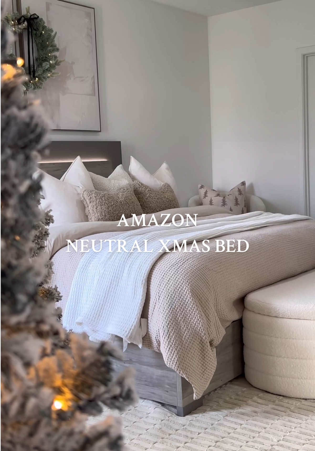 Neutral bed🛌🌨️🦌| LINKS IN MY BIO AMAZON STORE FRONT🔗  ( tap in the folder -SHOP MY ROOM-)  Gokotta Sheet Set 4-Piece Brushed Microfiber Sheets in cream color  Duvet cover color: Linen 🏷️shop my feed on my Amazon Storefront | Links are in my bio!🔗 #neutralbedroom #bedroomdecor #bedding #makethebed #cozyhome #cozyvibes #neutralbedroom #bedroomdesign  #bedsheets #amazonfinds #amazonmusthaves #amazonfavorites #amazonhome #christmasdecor #christmastree #christmasmood #navidad