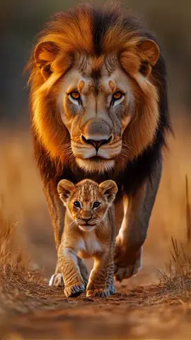 Lion cub with father #lion #cub #nature 