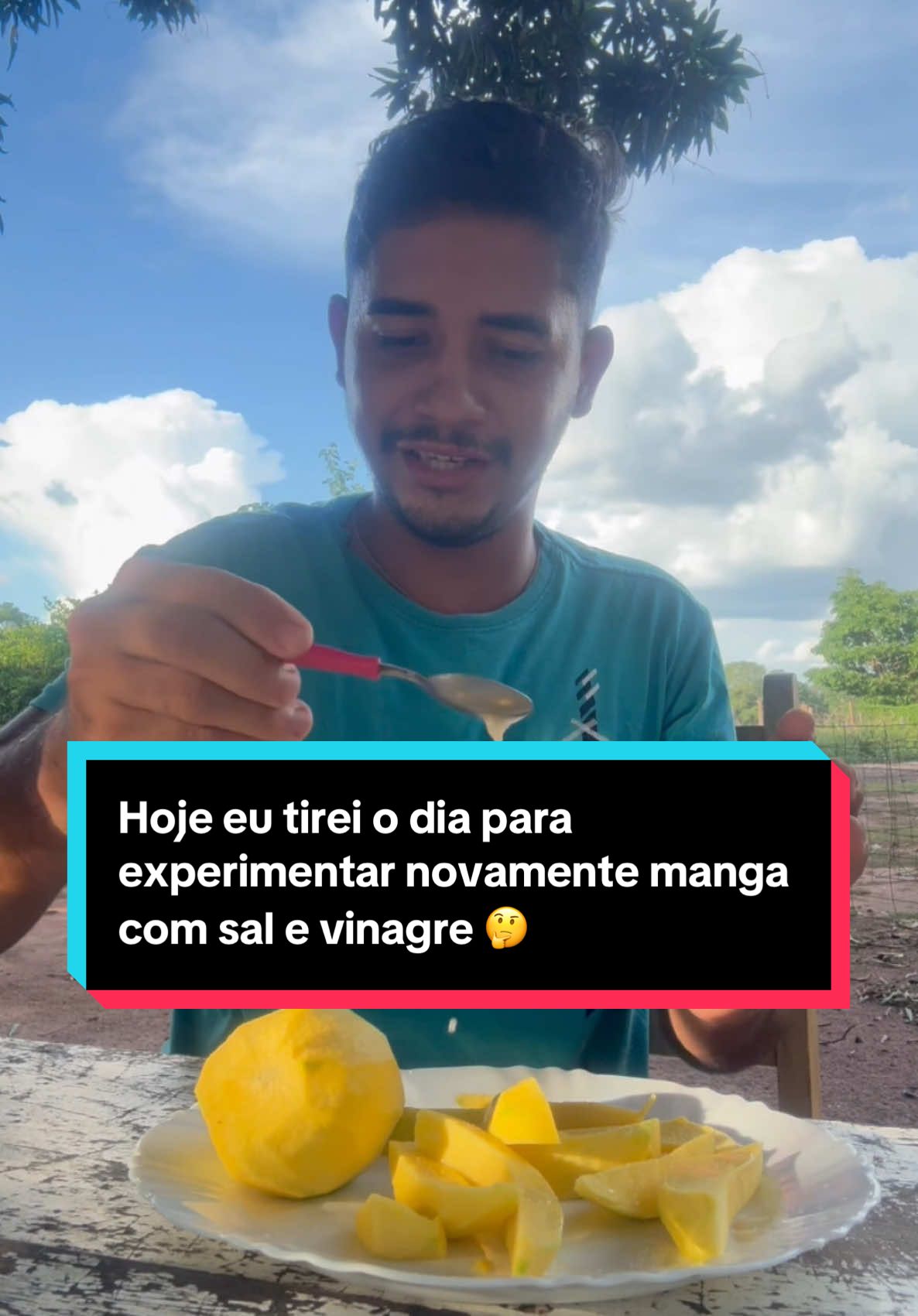Hoje eu tirei o dia para experimentar novamente manga com sal e vinagre 🤔 #humor #viral #comediante #manga
