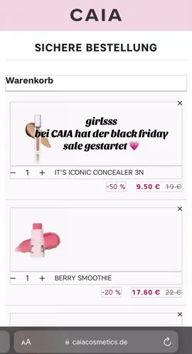 ihr müsst euch über den newsletter anmelden um einen code zu bekommen 💘 #caiacosmetics #blackfriday #blackweek #sale 