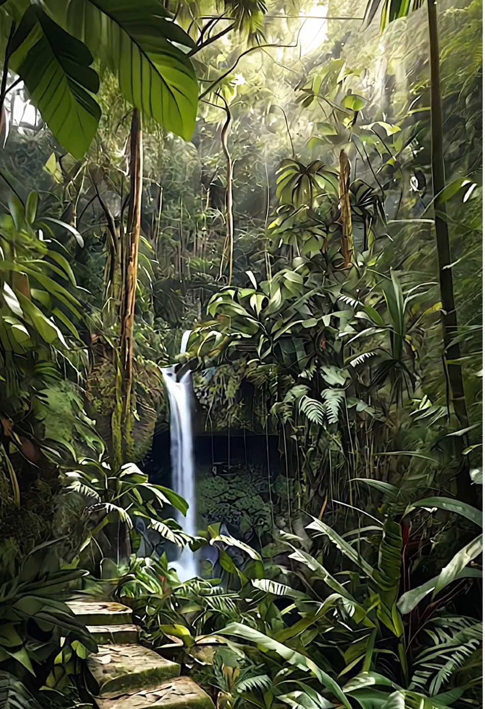 Tropical Jungle Trail #fyp #foru #foruyou #tropical #jungle #hike #Hiking #Outdoors #beautiful #beautifuldestinations #ai #aiart #relaxing #relaxation #aesthetics #aestheticvideos #positivevibes 