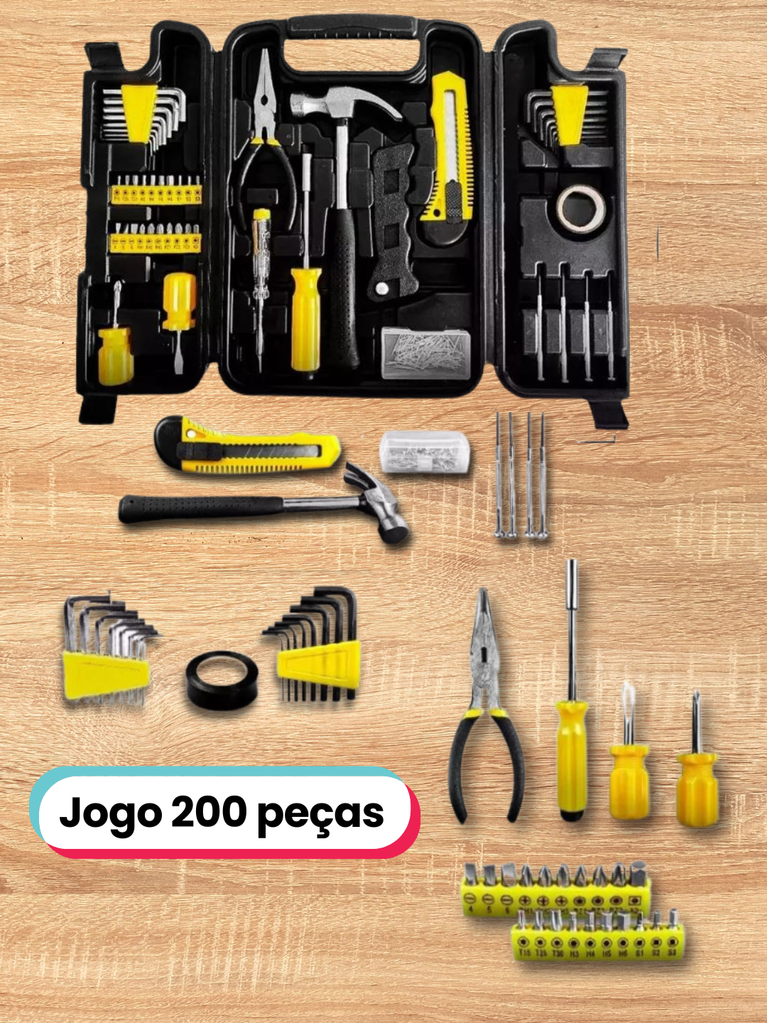 Jogo de ferramentas 200 Peças da Titanium. Garanta o seu com a gente em nossas plataformas como Mercado Livre, Amazon, Shopee e Magazine Luiza! #maxxnasuacasa #titanium