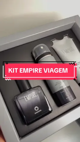 Kit de Natal  Miniatura Empire Viagem  1 Empire 25ml 1 desodorante aerosol 50ml 1 shampoo para cabelo, corpo e barba.