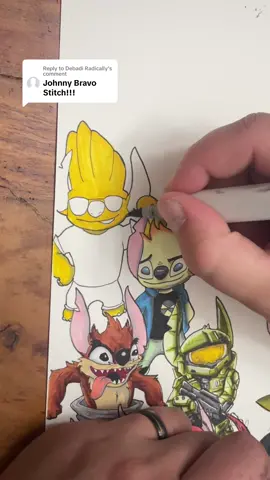 Replying to @Debadi Radically Stitch as Johnny Bravo! #stitch #liloandstitch #disney #johnnybravo #art #drawing #cartoonnetwork 