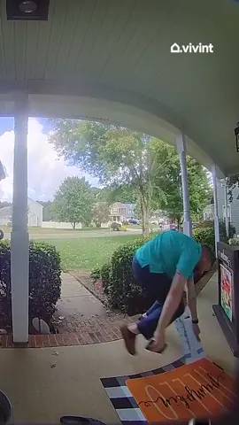 Trip so nice, had to do it twice. #falls #caughtoncamera #fails #funnyvideos #caughtonvivint #tiktokfails #doorbellcamera 