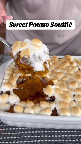 Sweet Potato Souffle might be my favorite way of eating sweet potatoes on Thanksgiving. Try this method out! #sweetpotatoes #souffle #casserole #onestopchop 