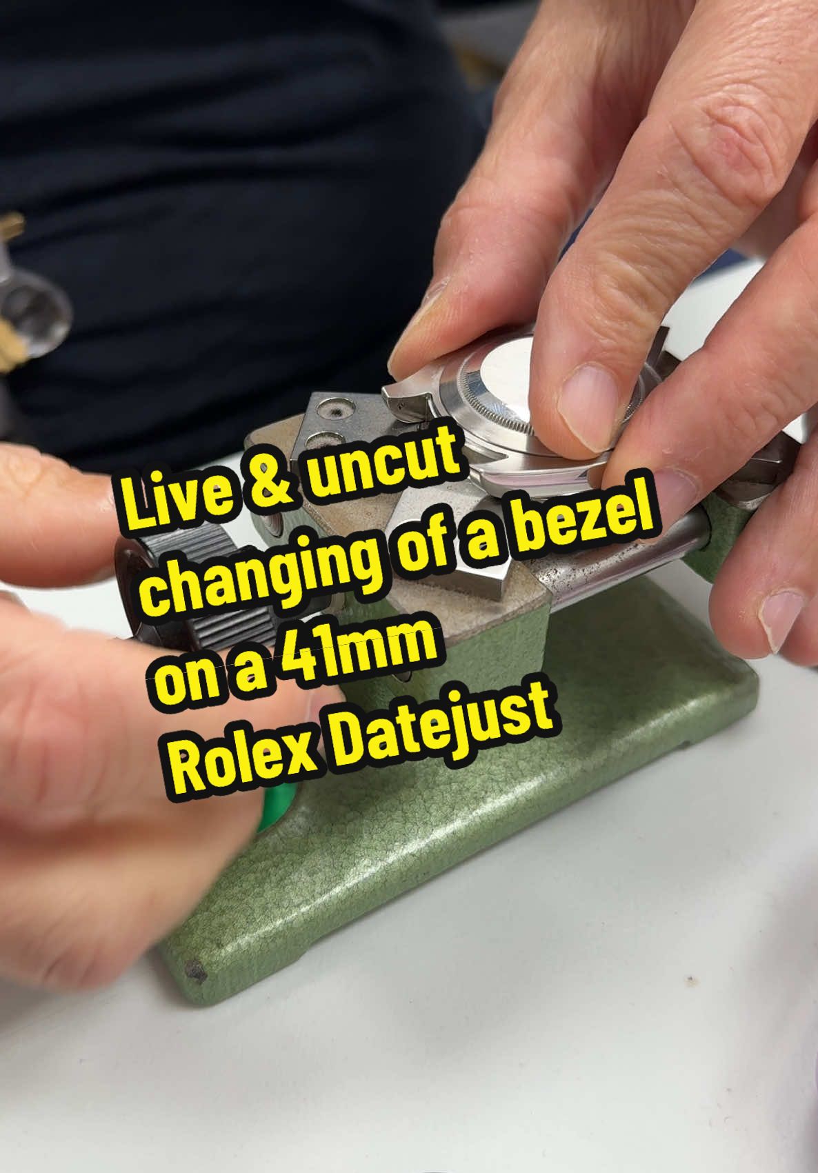 In ghis video, watch as John changes the bezel on a Rolex Datejust. More content coming soon. Who wants to see more? #rolex #watches #business #entrepreneur #watchtok 