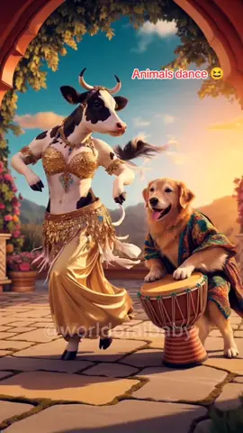 Cow dance 🐄😆🤣😃 #cameldance #elephantdance #funnycat #donkeydance #pantherdance#frogdance #liondance #arabicdance #dancinganimals #funny 
