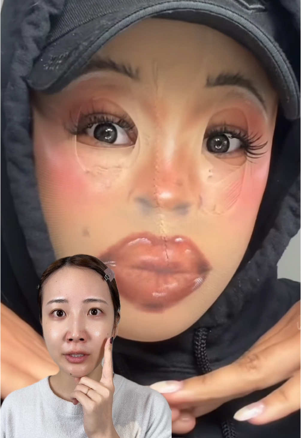 変装メイク🥸 #メイク #フェイスマスク #マスクメイク #検証 #変装 #タイツ