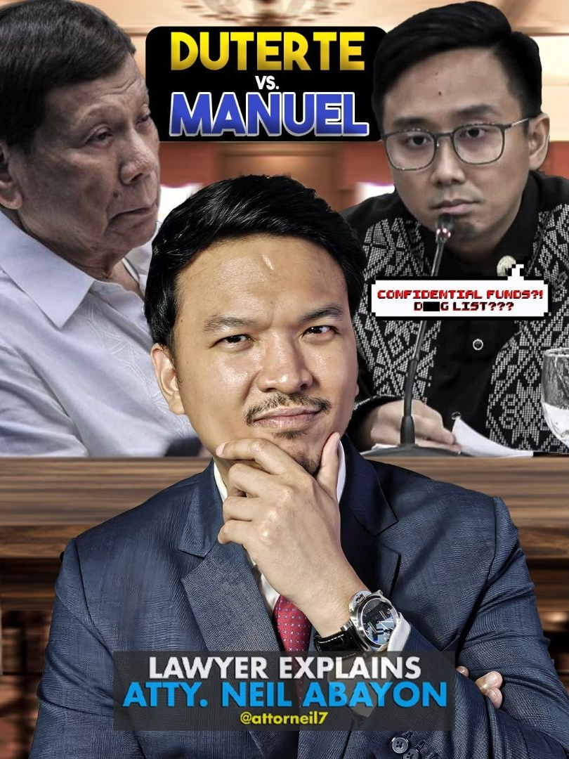 DUTERTE vs MANUEL! #LawyerExplains #AttorNEIL    Continuation po of Duterte in Congress.   This time, regarding the discussions of PRRD vs CONG. MANUEL regarding the Confidential Funds.   #congress #congressinquiry #quadcomm #quadcom #confidentialfunds #druglist #inaidoflegislation