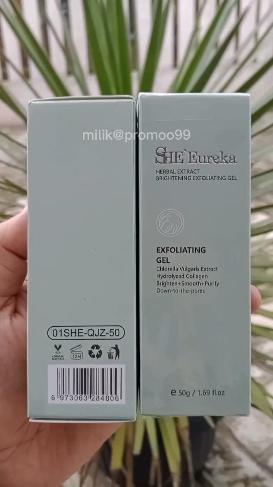 she eureka exfoliating gel dengan lembut menghilangkan kotoran kulit anda, membuat kulit anda lebih halus & cerah, berlaku untuk semua kulit tubuh #sheeureka #sheeurekaskincare  #beauty  #skincare  #exfoliation  #exfoliatinggel 