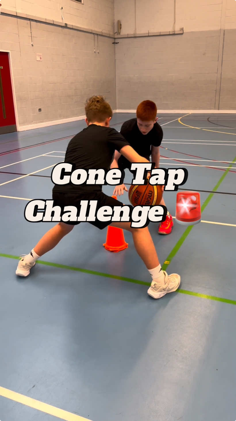 Cone Tap Challenge🚨 First to 10 cone touches wins! Touch the cone between each move and mix up your dribbling techniques. This drill enhances hand-eye coordination, ball control, and low dribbling skills. #basketball #fyp #fy #drill #training #ball #basketballchallenge 
