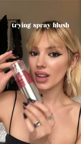 trying on a spray blush!!! a spray blush?!!!??? @rabanne #beauty #sprayblush #makeup