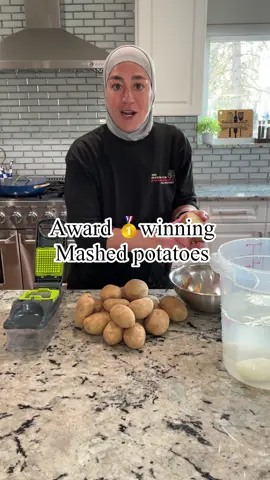 Peel your potatoes and soak 🛁 them the night before!  Why?  Soaking potatoes overnight before making mashed potatoes or french fries helps to remove excess starch from the potatoes. This results in a creamier texture for mashed potatoes and a crispier exterior for french fries. Additionally, soaking the potatoes can also help to improve their overall flavor and ensure even cooking. Overall, taking the time to soak your potatoes overnight can greatly enhance the final result of your dish. Recipe: 🥔5lb potatoes  🥔1-2 sticks of butter  🥔1 tsp+ salt & pepper  🥔1/2 c sour cream  🥔 1 tbsp chive 🥔 1 tbsp garlic or 1 tsp powdered  🥔 1 teaspoon seasoning salt or better than bouillon 🥔 alternately use a @boursincheese  That’s it!  -tips:  * soak your potatoes as long as possible overnight for best results.  *don’t over boil potatoes  * completely strain your potatoes * reserve potato water for your gravy #Cook #Cooking #Cheik #ThanksgivingSides #ThanksgivingDinners #Yummy #Delicious#Dearborn #detroit #MashedPotatoes #potatoes #Funny #Humor #ThanksgivingRecipes #yummy #FYI 