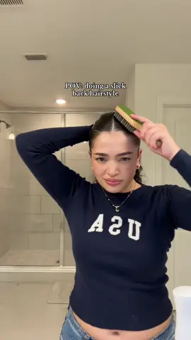 Its a workout every time 😭 #slickback #slickbackbun #slickbackponytail #hair #hairtok #hairstyle #hairtutorial #relatable #hairstylist #hairtransformation #cleangirl 