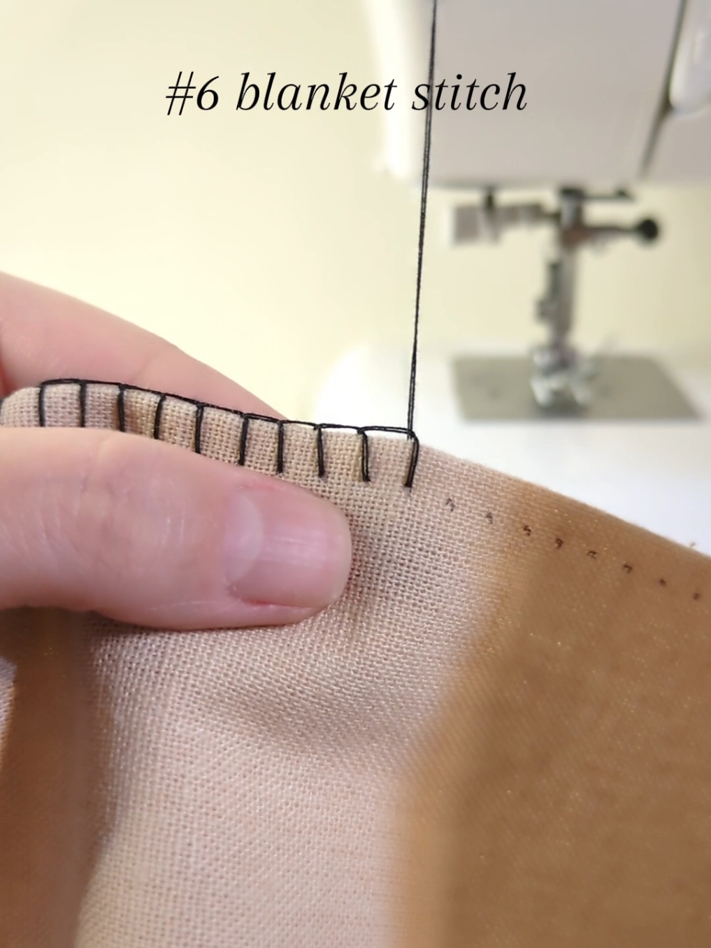 How to sew a blanket stitch: A blanket stitch is a simple and decorative stitch often used for finishing edges of fabric or creating a neat hem. 1. Thread the needle and tie a small knot at the end. 2. Make a loop with the first stitch and pass needle under the loop over fabric edge as shown in the tutorial, I like to do this twice for a neat first stitch. 3. To sew the first stitch, insert the needle a stitch length away from the start point and slightly below the edge of the fabric, keeping the needle pointing up (towards fabric edge). Loop thread behind the needle and pull the needle through (up). This is your first blanket stitch.    4. Move a stitch length away along the edge, and repeat the process. 5. Keep the stitches evenly spaced for a neat appearance. 6. When you've finished stitching, tie off the thread securely at the back of the fabric. 🫶🪡✨ #sewingtiktok #sewingforbeginners #sewingtutorial #handstitching #blanketstitch 