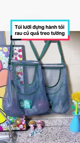 Túi lưới đựng hành tỏi rau củ quả đồ khô treo tường chống ẩm mốc tiện ích nhà bếp nhà bếp ,Túi Xanh Xám Tiện Lợi Đa Năng##tuidanang#dunghanhtoi#tienich#nhabep