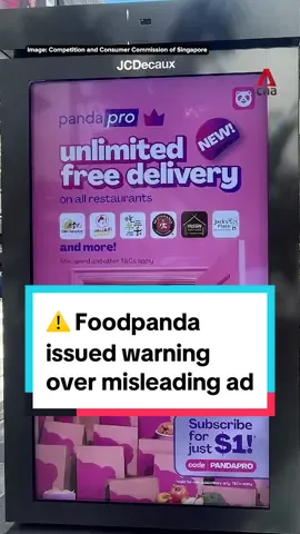 ⚠️ Foodpanda has been issued a warning from the Competition and Consumer Commission of Singapore (CCCS) over a misleading advertisement, which promised 