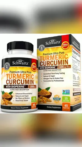 Turmeric Curcumin with Black Pepper Extract 1500mg - High Absorption Ultra Potent Turmeric Supplement with 95% Curcuminoids and BioPerine - Non GMO Turmeric Capsules for Joint Support - 90 Capsules#fyp #trending #tiktokmademebuyit #supplements
