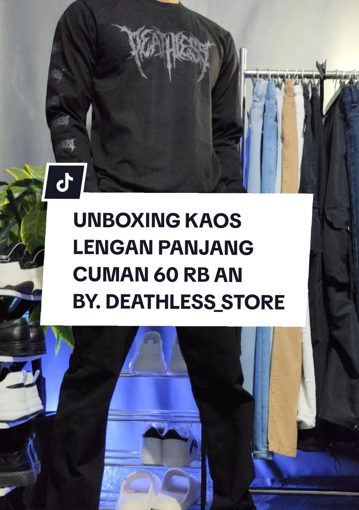 unboxing kaos lengan panjang, asli keren parah by. @deathless_store #kaospria #kaostanganpanjang #kaoslenganpanjang #kaos #atasanpria 