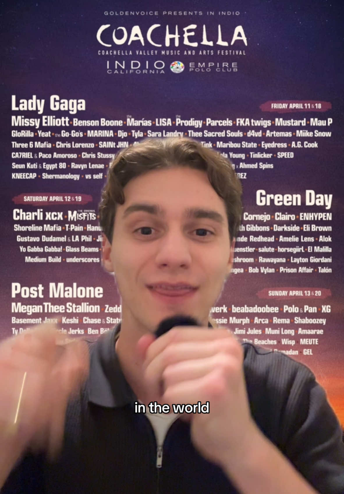 This has got to be the best Coachella lineup in a while?! #coachella #2025 #coachella2025 #festival #musictok #ladygaga #greenday #postmalone #charixcx #samfender #themisfits #indio #california #rockmusic #popmusic #newmusic #fyp 