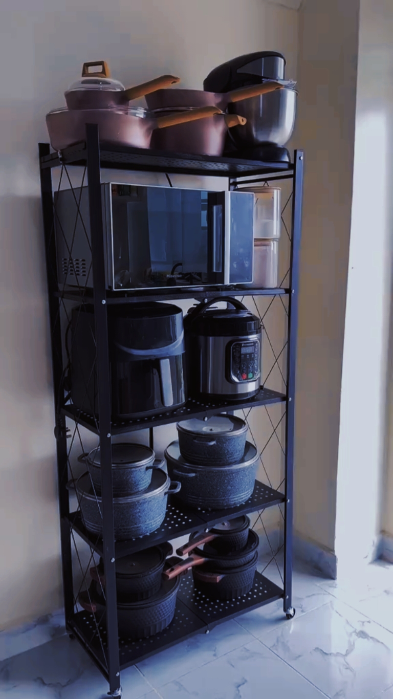 🇺🇬🇺🇬 350,000Ugx 🇺🇬🇺🇬 5 Layer Foldable Kitchen shelf Rack  ☎️ 07.75.30.70.70     07.44.30.70.70 #storage #storagehacks #organize #fyppppppppppppppppppppppp #shelf  #ugandatiktok #uganda #mtindohomecenter 