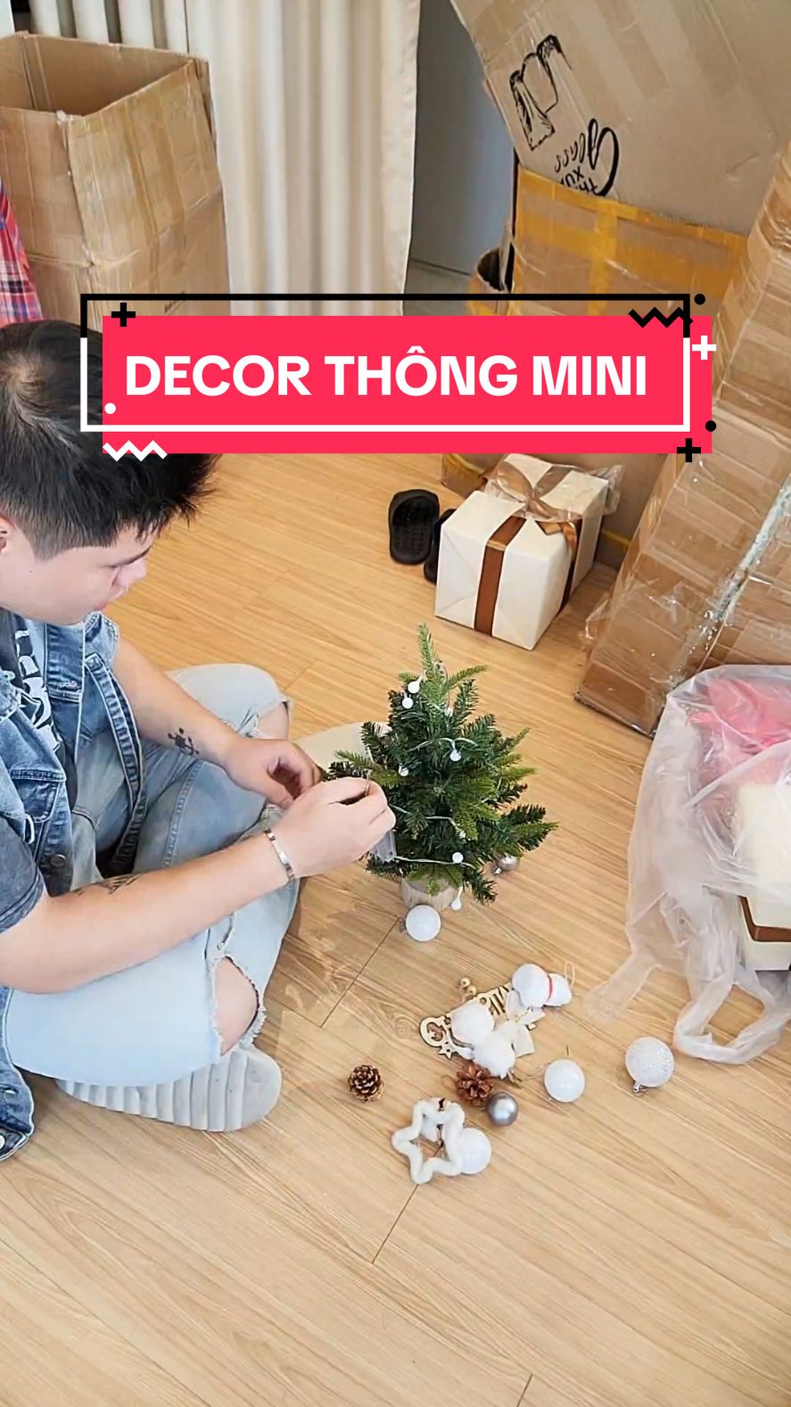 Cây thông mini decor cực dễ #xmastree #giangsinh #denled #fyp #christmasdecor #decornoel 