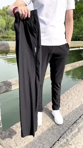 Men's summer ice silk quick-drying pants, fashion casual pants, light and breathable fabric, not stuffy, men's jogging pants.#Ice silk pants#fashion#Men's trousers#pants#jogging pants#fyp 