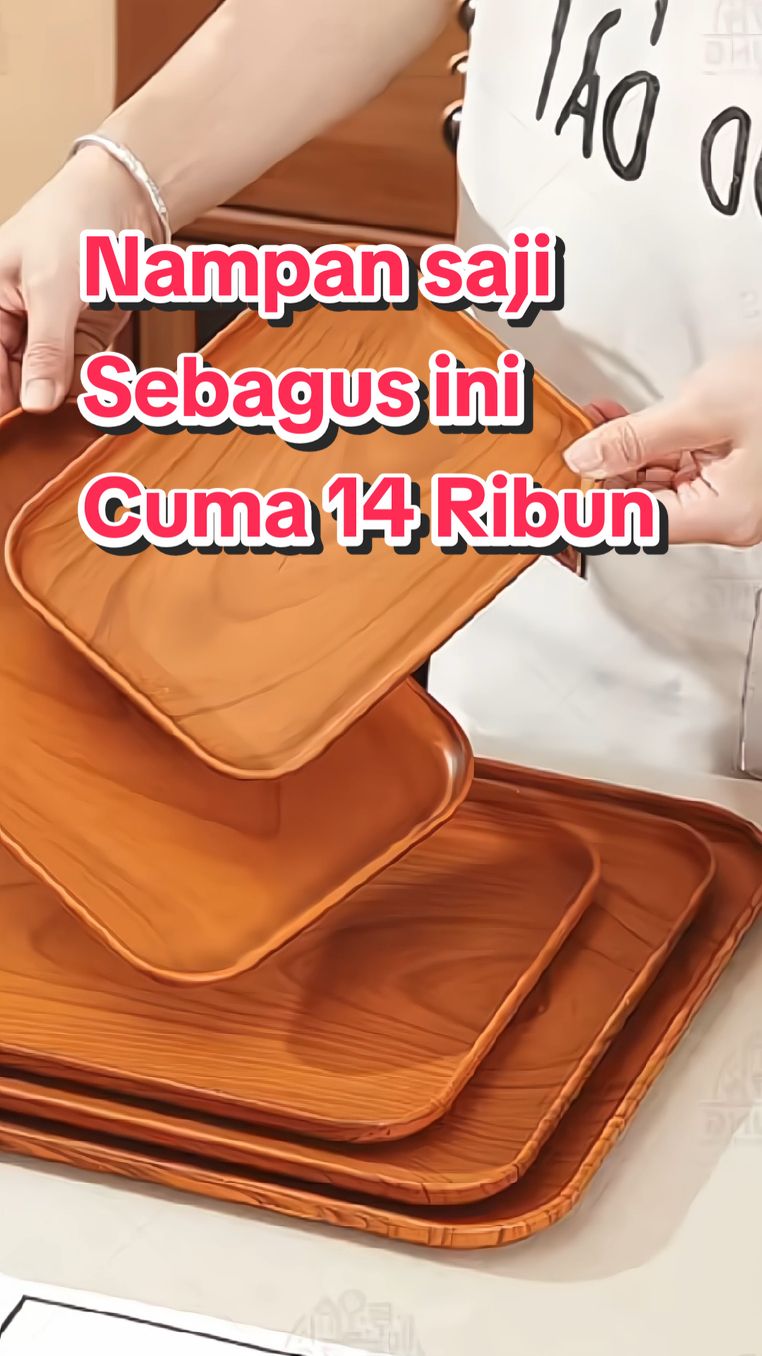 Nampan Saji Kotak Motif Kayu Makanan Minuman Aesthetic Multifungsi
