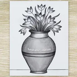 Flowers Vase Pencil Drawing #drawing #art #LearnOnTikTok #painting #sketch #sayatarucreation #tutorial #learning #flower #vase #flowervase